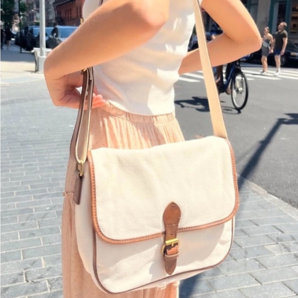 Brandy Melville Cream and Brown Crossbody Bag